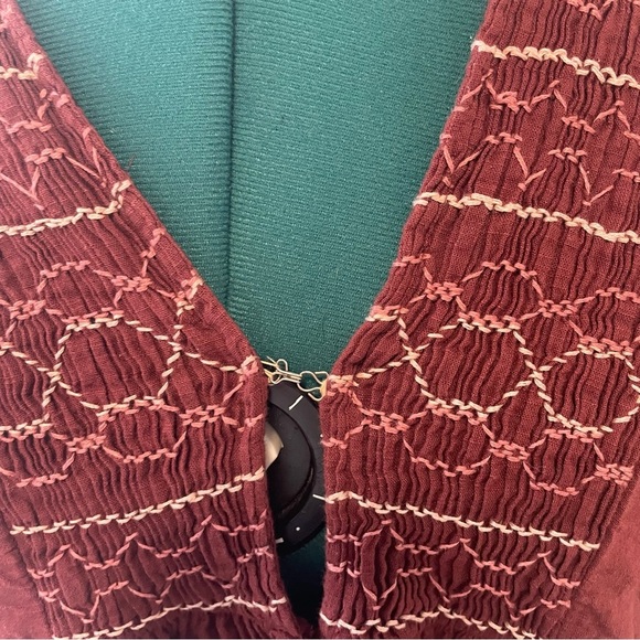 Free People Samantha Embroidered Puff Sleeve Button Front Maxi Dress Medium - Picture 6 of 16